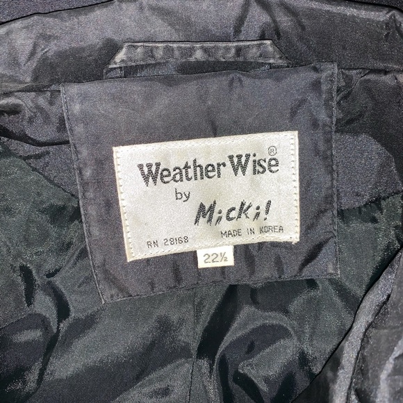 Weather Wise by micki VINTAGE black rain trench coat size 22 1/2 - Picture 7 of 7
